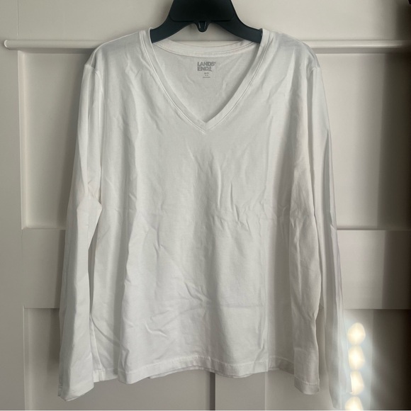 Lands End Long Sleeve Cotton V-neck Tees - Picture 4 of 10